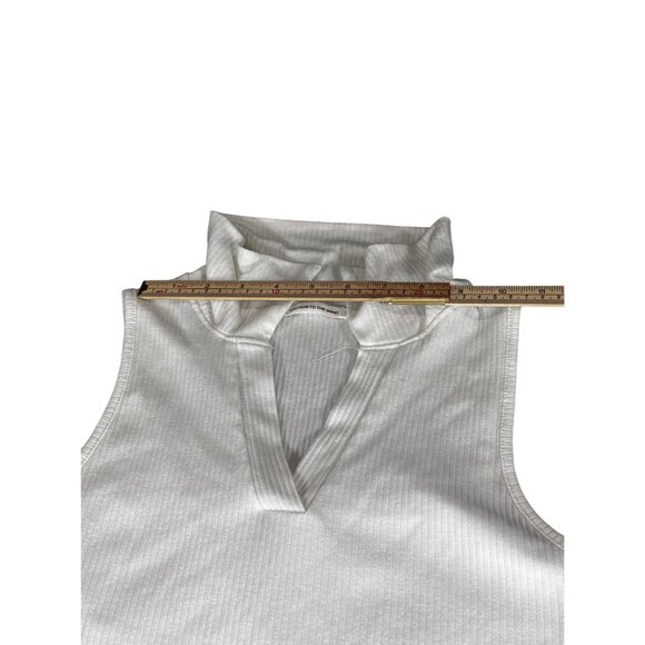 Sleeveless White Ribbed Collared Top With V-Neck By Caution To The Wind Size S - Picture 5 of 8